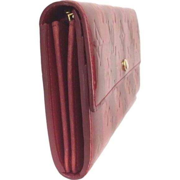 293219AR (X2) Louis Vuitton Wallet Long Rayeur Porte Feuille Sarah Red Monogram - Picture 3 of 9